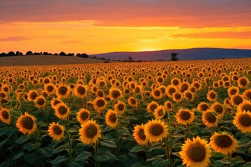 sunflower field sunset time