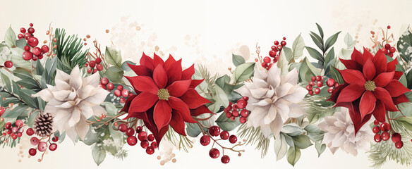 Christmas flowers watercolor clip art