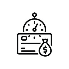 Black line icon for credit  