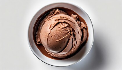 Scoop of Joy: Isolated Bowl of Rich Chocolate Ice Cream