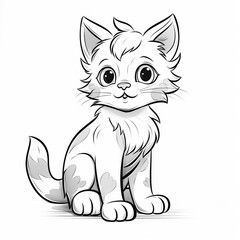 Black and white kitten. Drawing for coloring