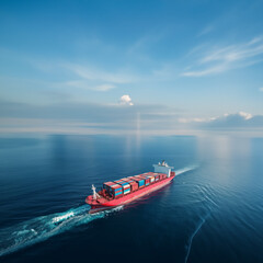 Obraz premium A huge cargo ship carrier in deep blue ocean logistics transport import export shipping vessel background 