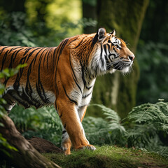 Obraz premium A wild tiger looking into jungle safari royal wild cat