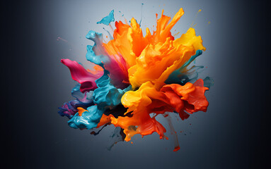 Colourful liquid pigment blast, creativity splash background 