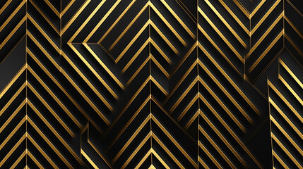simple geometric seamless pattern with gold line texture on black background.  monochrome stripe texture background. Minimal golden lines pattern background.  gradient diagonal stripe line background. - obrazy, fototapety, plakaty