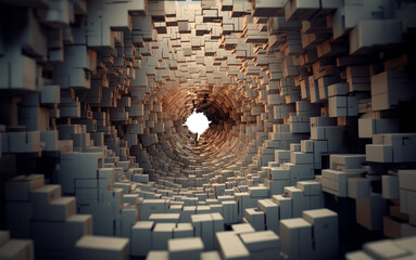 Abstract circular 3d render visualization of maze labyrinth, solution, concept & ideas disaster,...
