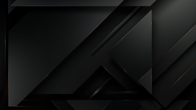 black Mordan square background. Minimal. Gradient. Dark grey banner with geometric shapes, lines, stripes, triangles. Design. Futuristic.