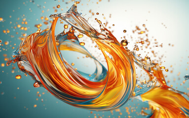 Fototapeta premium Liquid liquor beer petrol splash flowing drops swirl background 