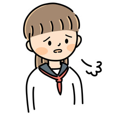 ため息をつく中高生の女子