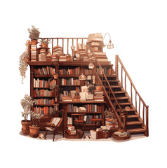 A wooden house with bookshelves © Mohsin