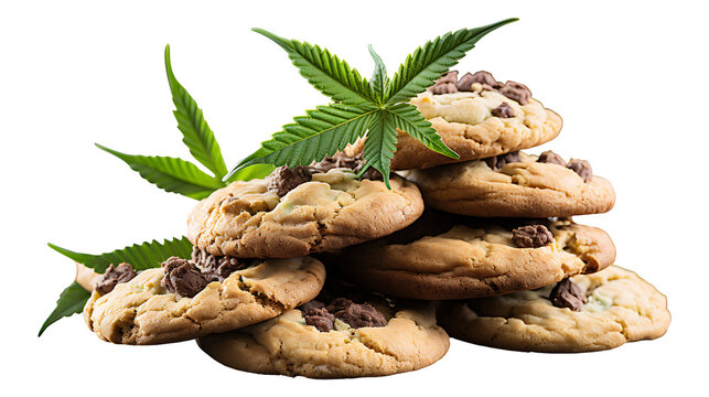 Sweet tasty hemp marijuana cookies on a transparent png background
