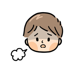 ため息をつく困っている男の子