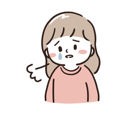 ため息をつく泣いている女の子