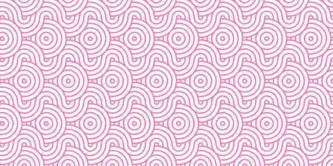 	
Abstract Pattern with wave lines pink spiral white scripts background. seamless geomatics overlapping create retro line backdrop pattern background. Overlapping Pattern with Transform Effect.