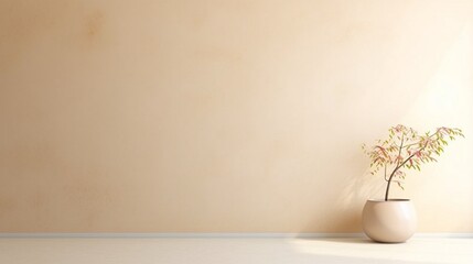 Minimalistic beige wall with a subtle texture, evoking a timeless simplicity.