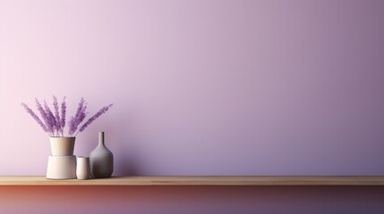 Plain wall in a muted lavender hue, illuminated by a soft, ambient glow.