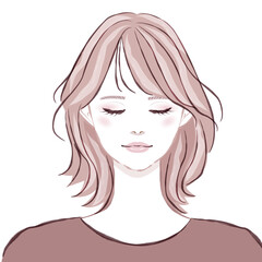 目を伏せた女性