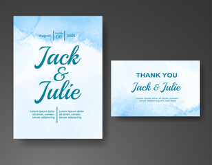 Wedding invitation with abstract watercolor background