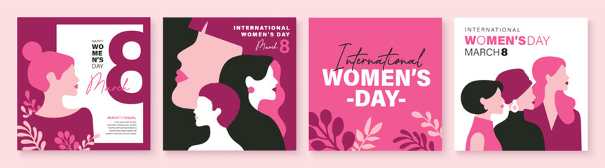March 8, International Women's Day. Vector illustration group of women in flat style design. - 689990416