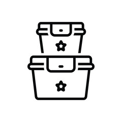 Black line icon for container 