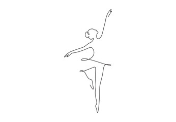 Single continuous line drawing of woman beauty ballet dancer in elegance motion. Minimalist sexy girl ballerina performs dance concept. Vector illustration. Pro vector. 