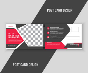 Corporate postcard design template. Corporate Business Postcard Template Design, Simple and Clean Modern Minimal Postcard Template, Business Postcard Layout