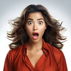 Fotobehang portrait of a Asian woman screaming with surprise © KRvisualPRO