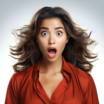 portrait of a Asian woman screaming with surprise