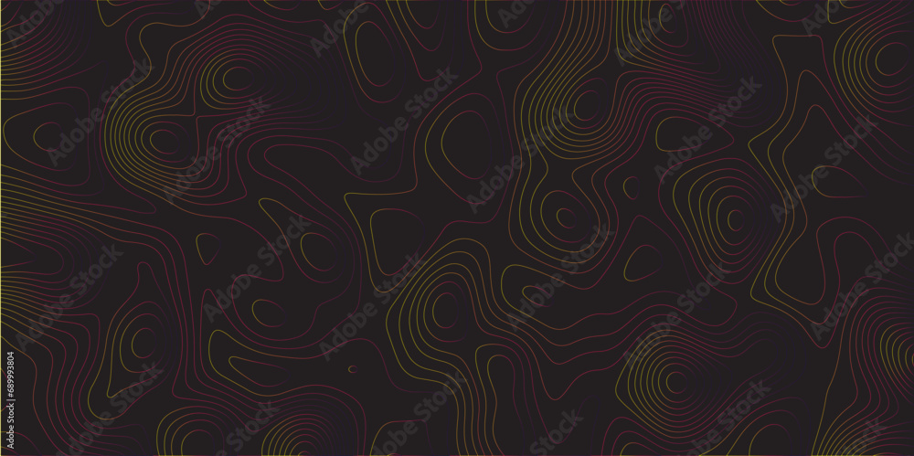Poster Abstract black colorful gradient Topographic line map pattern background. Contour elevation topographic and textured Background Modern design with White background with topographic wavy patte.