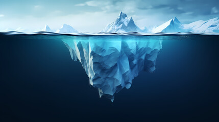 Iceberg - Underwater Risk - Global Warming Concept - 3d Rendering,PPT background