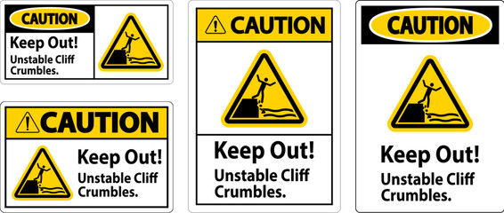Caution Sign, Keep Out Unstable Cliff Crumbles