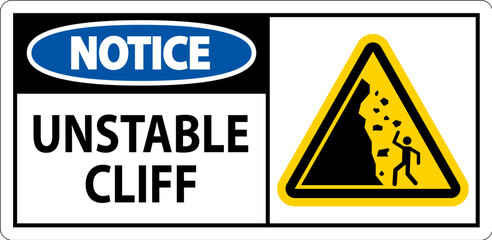 Water Safety Sign, Notice - Unstable Cliff