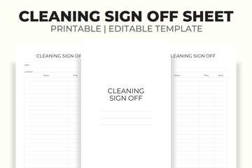 Cleaning Sign Off Sheet KDP Interior