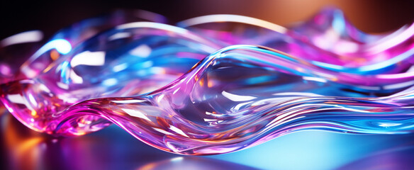 Abstract fluid iridescent holographic neon curved wave in motion colorful background High quality photo