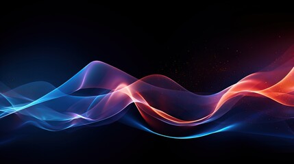 Abstract colorful lines wave with glowing particles on a dark background. Big data visualization and futuristic technology concept. Generative AI