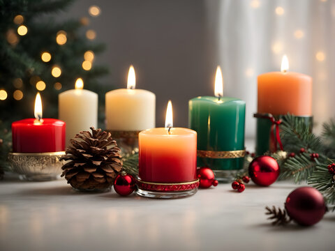 Colorful Christmas candles for decoration