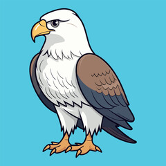 Cute bald eagle simple minimalism flat color vector illustration