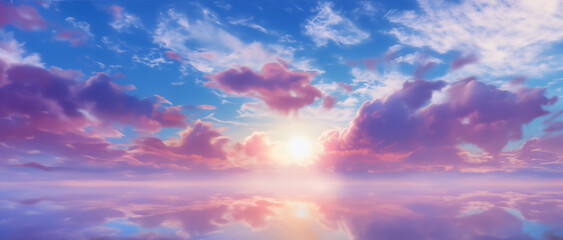 Fototapeta na wymiar Whispers of Sunset: Cloudscape Serenity in Vanilla Tones