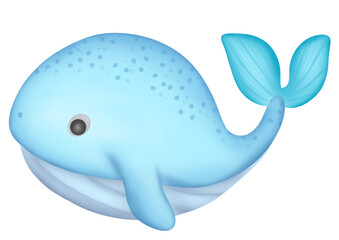 Naklejka premium blue whale cartoon