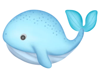 Abwaschbare Fototapete Wal blue whale cartoon