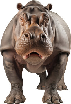 Picture of a hippopotamus isolated on transparent background, png