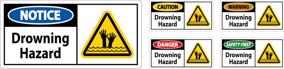 Beach Safety Sign Caution - Drowning Hazard