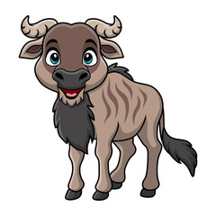 Cute wildebeest cartoon on white background