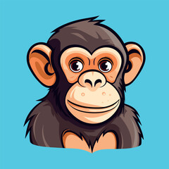 Cute chimpanzee simple minimalism flat color vector illustration
