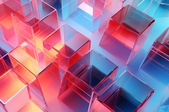 Fototapeta 3d render abstract cubes shape colorful background.