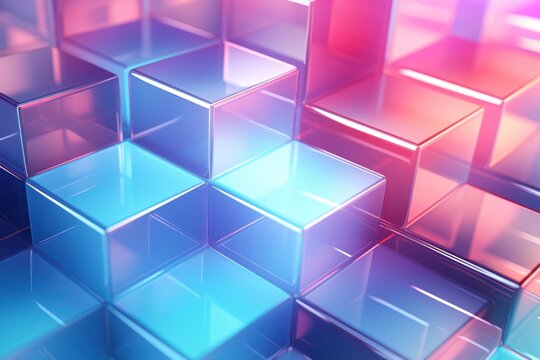 Fototapeta 3d render abstract cubes shape colorful background.