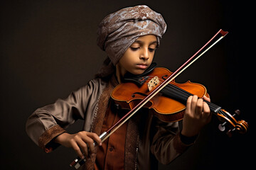 Talented Arab boy plays violin