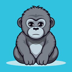 Cute gorilla simple minimalism flat color vector illustration