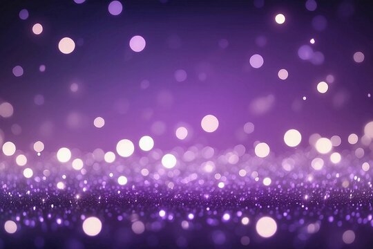 Holiday glowing lilac lights with sparkles. Blurred bright abstract bokeh.Generative AI.