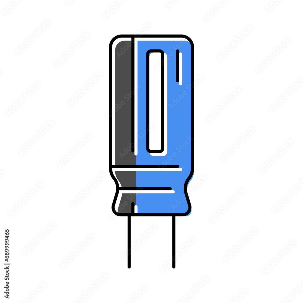 Poster electrolytic capacitor electronic component color icon vector. electrolytic capacitor electronic com